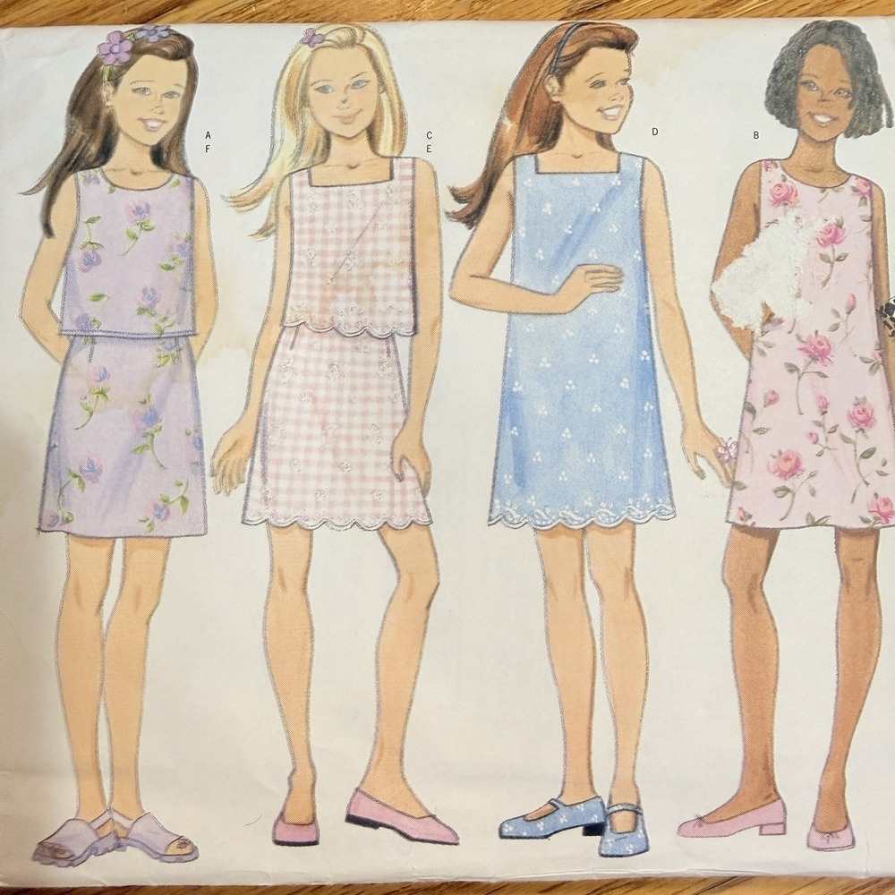 Vintage Butterick 6105 Sewing Pattern 90s Top Skirt Dress UNCUT Size 12 14 16